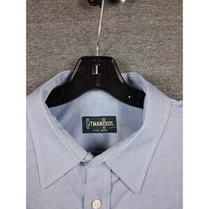 Gitman Bros Mens Shirt L 16/35 Blue Button Up Cotton Dress Classic 100% Cotton